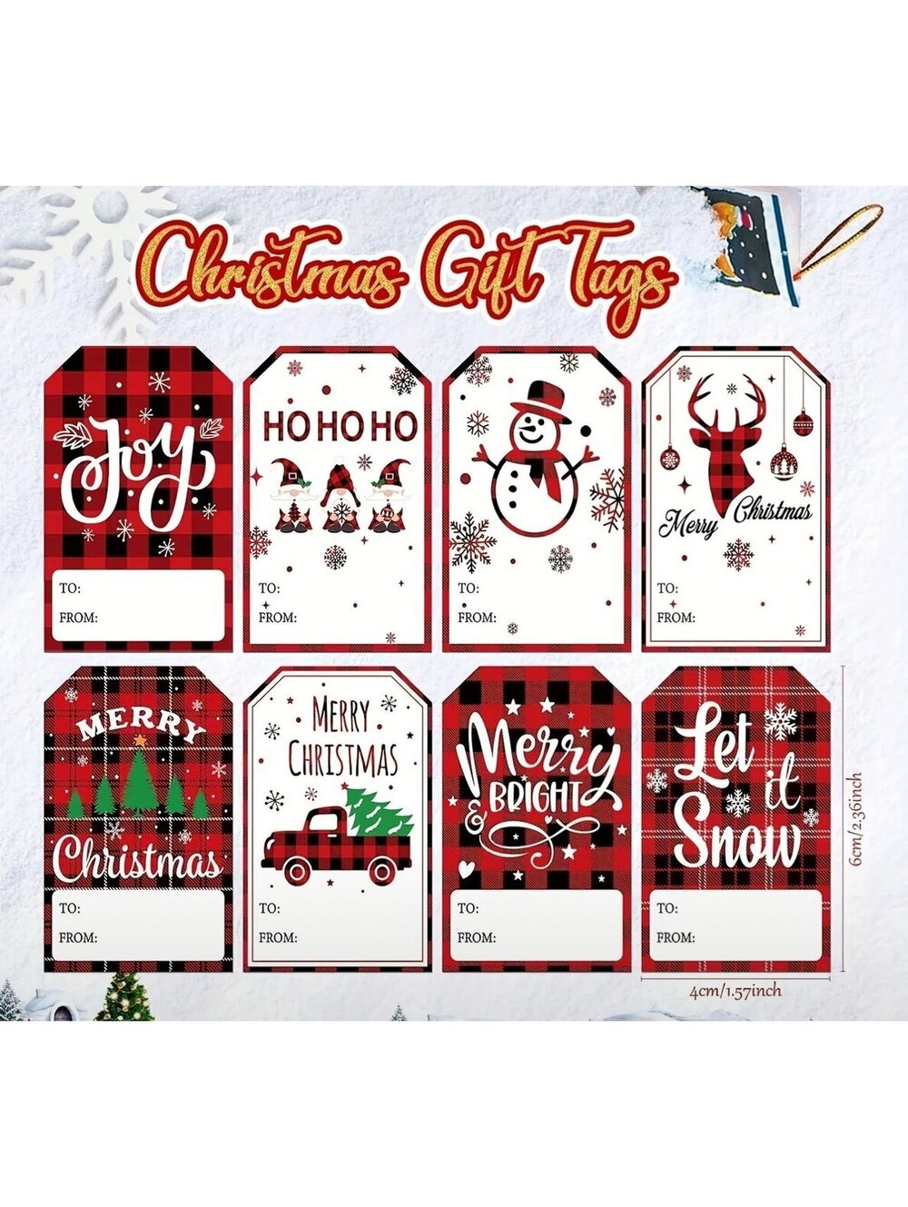 New - 100 Pc Large Holiday Gift Tag Stickers +50 Bonus Holiday Santa Stickers